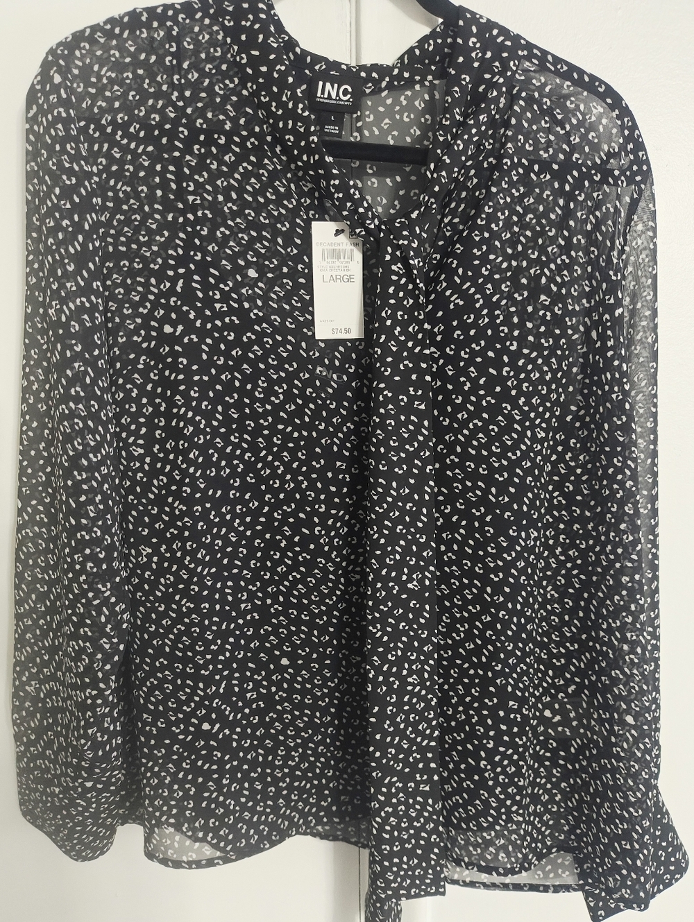 INC International Concepts Black and White Cheetah Print Blouse